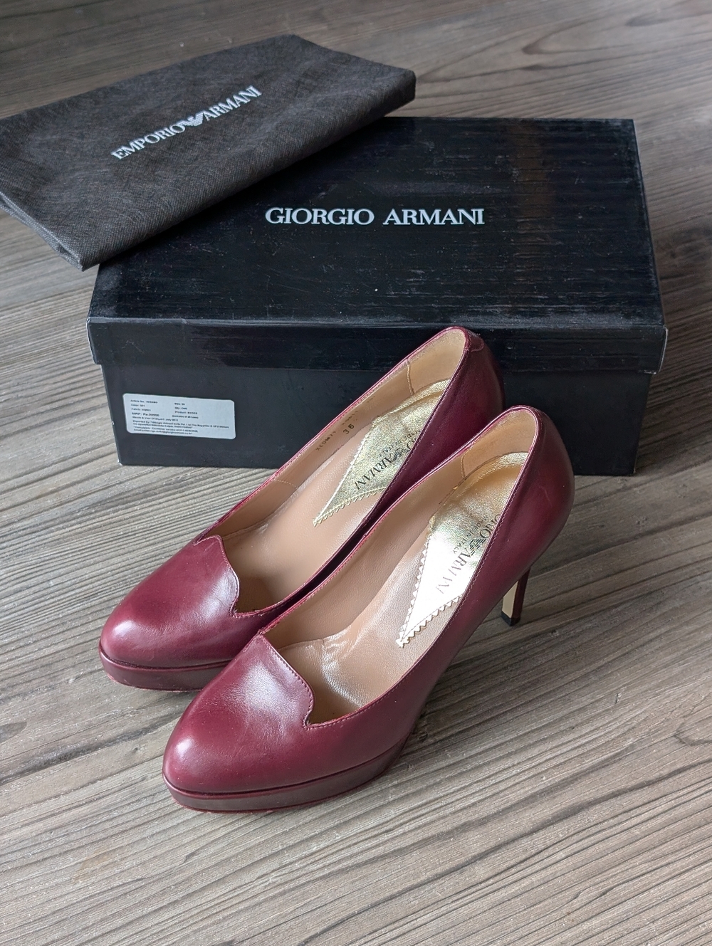 Armani Burgundy Leather Heels